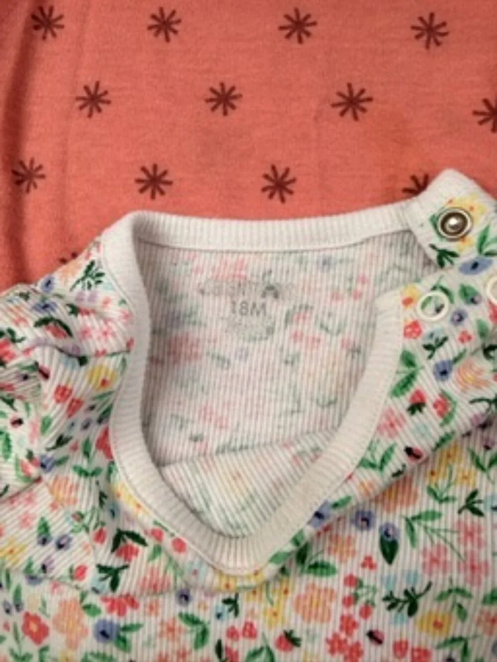 6 Pc Baby Girl Bodysuit Bundle Carter’s 6-24M Floral Polka Dot Sister Onesie